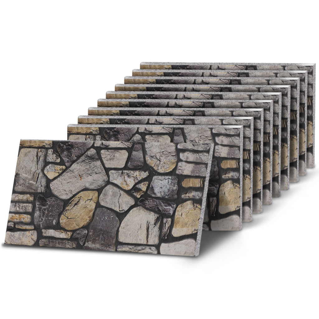 KARMA-102 Cobblestone River Grey stone effect wall panel, decorative 3D panel for indoor and outdoor use