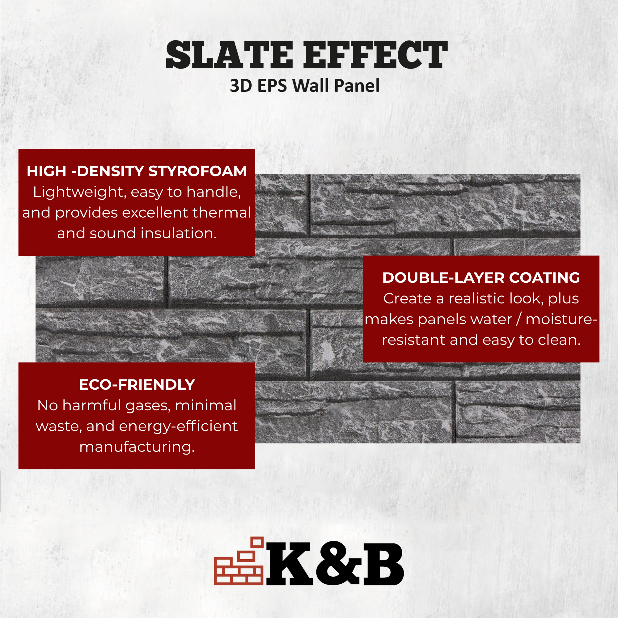 Marble Grey Block | Slate Effect | KESTAS-106