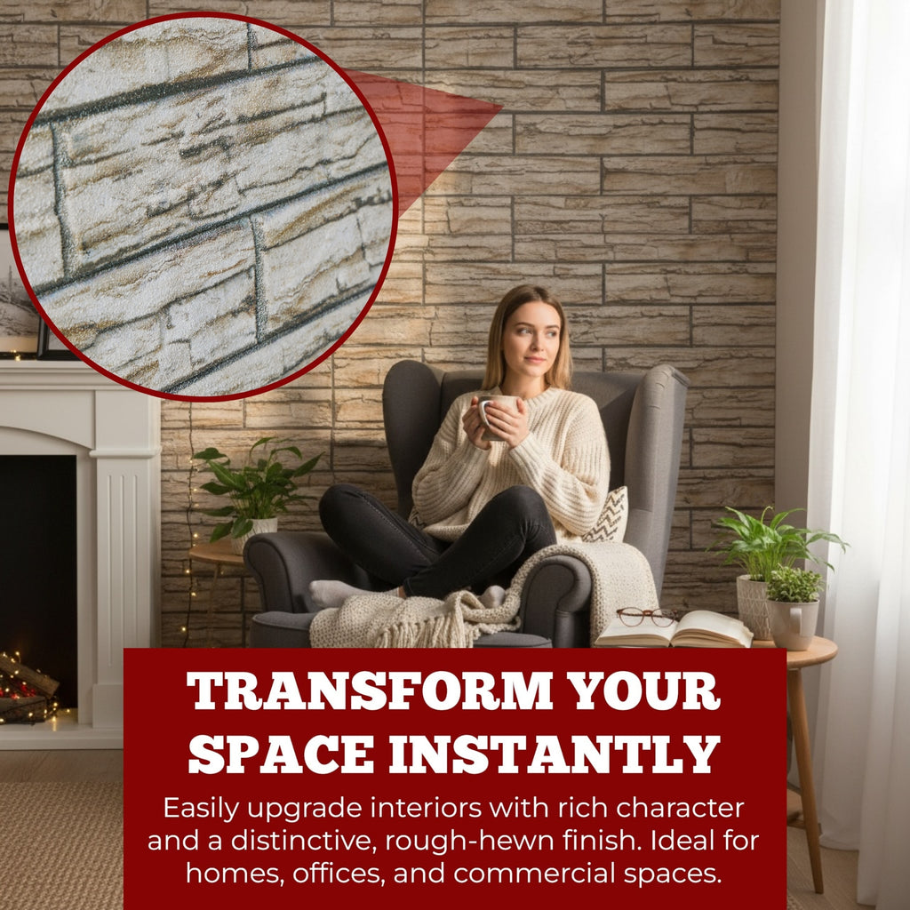 KESTAS-107 Ivory Block slate effect wall panel, decorative 3D panel for indoor and outdoor use