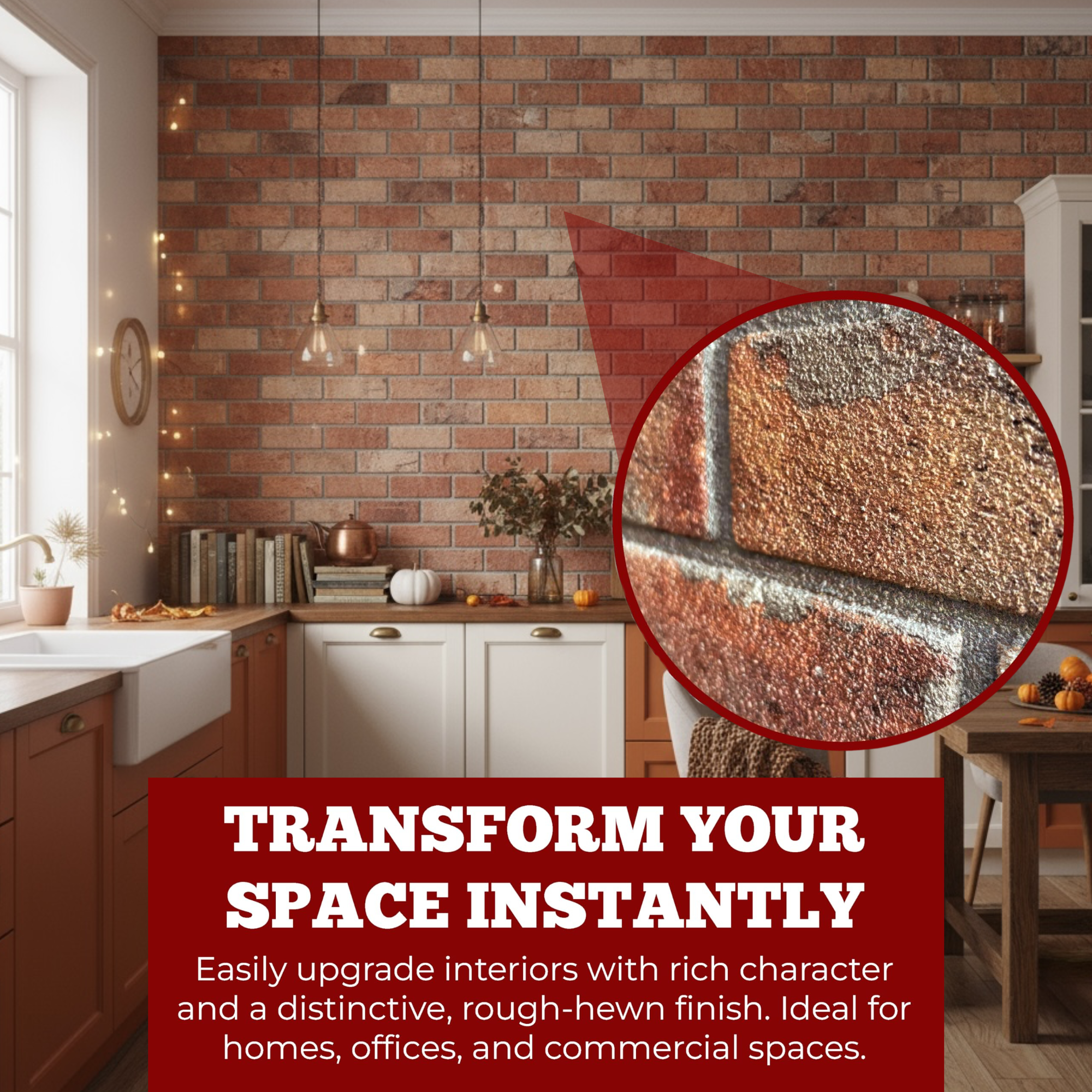 TUGLA-602 | Classic Warm Red | Brick Effect