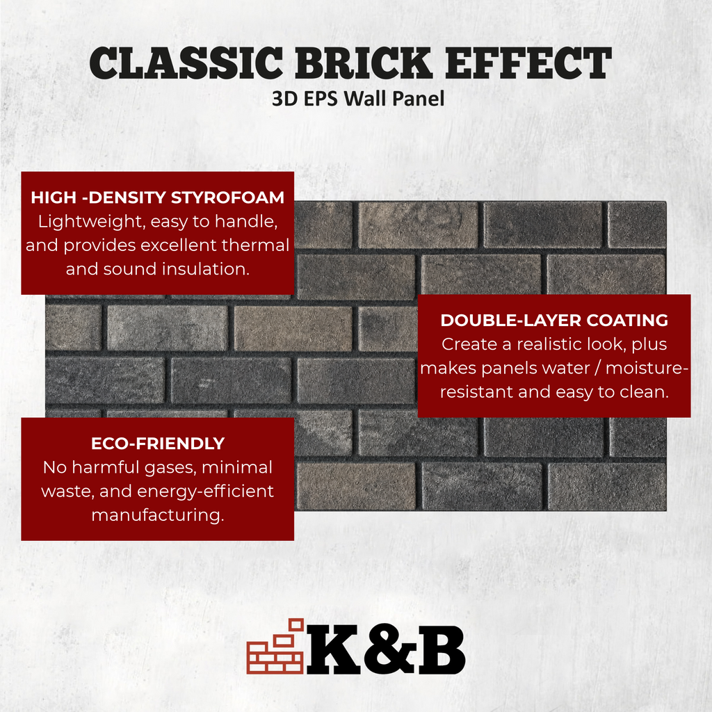 Classic Smoked Black | Brick Effect | TUGLA-616