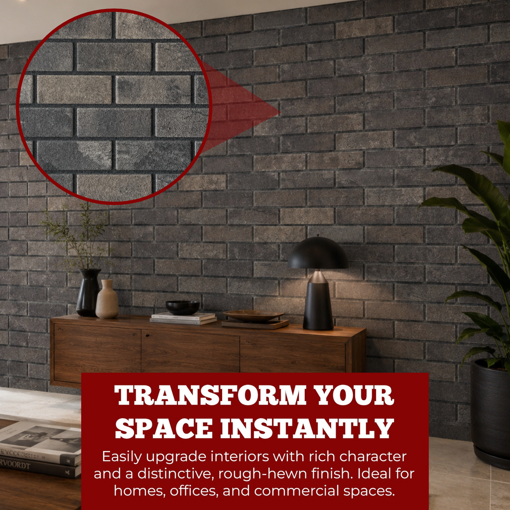 Classic Smoked Black | Brick Effect | TUGLA-616