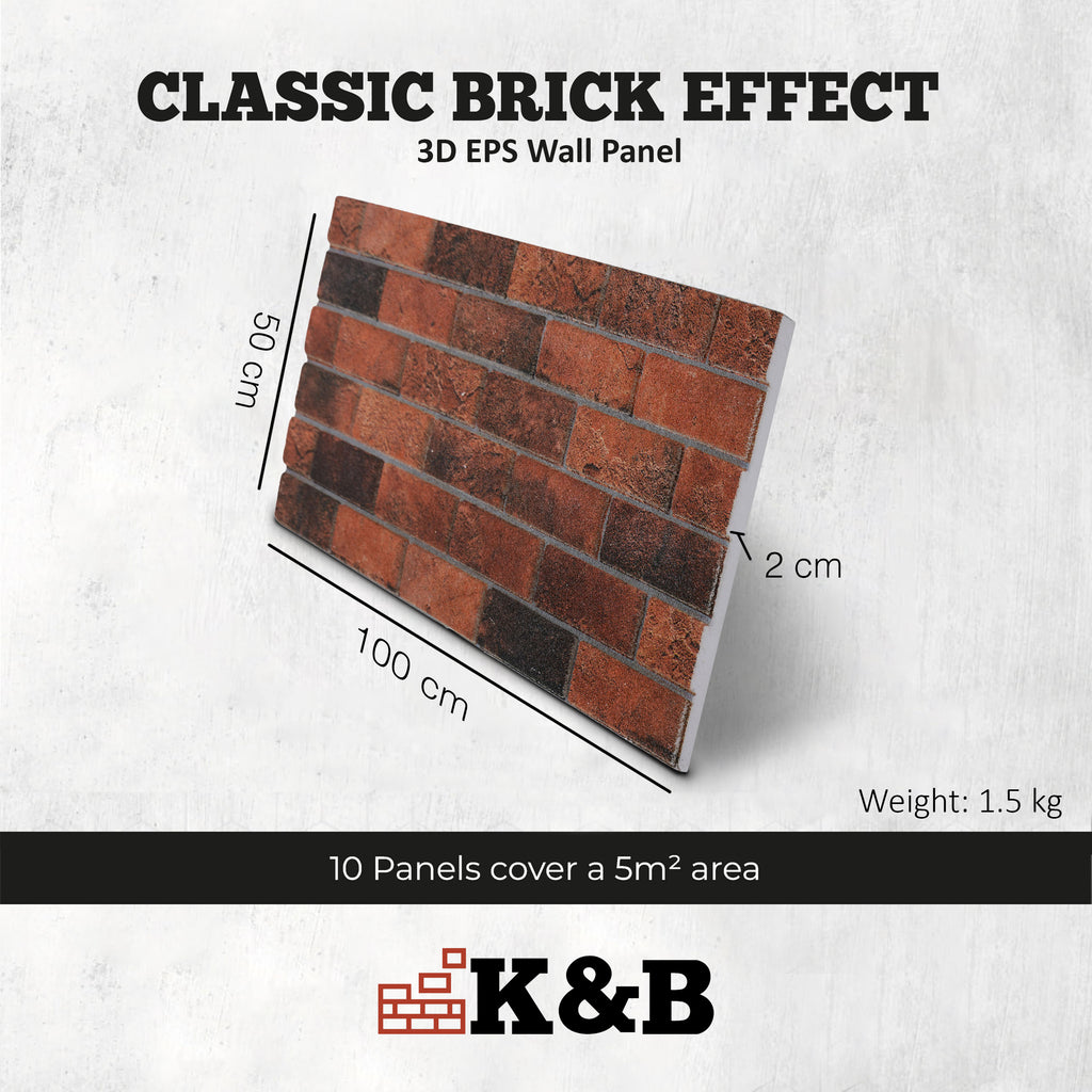 TUGLA-611 | Classic Dark Burgundy | Brick Effect
