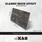 Classic Smoked Black | Brick Effect | TUGLA-616