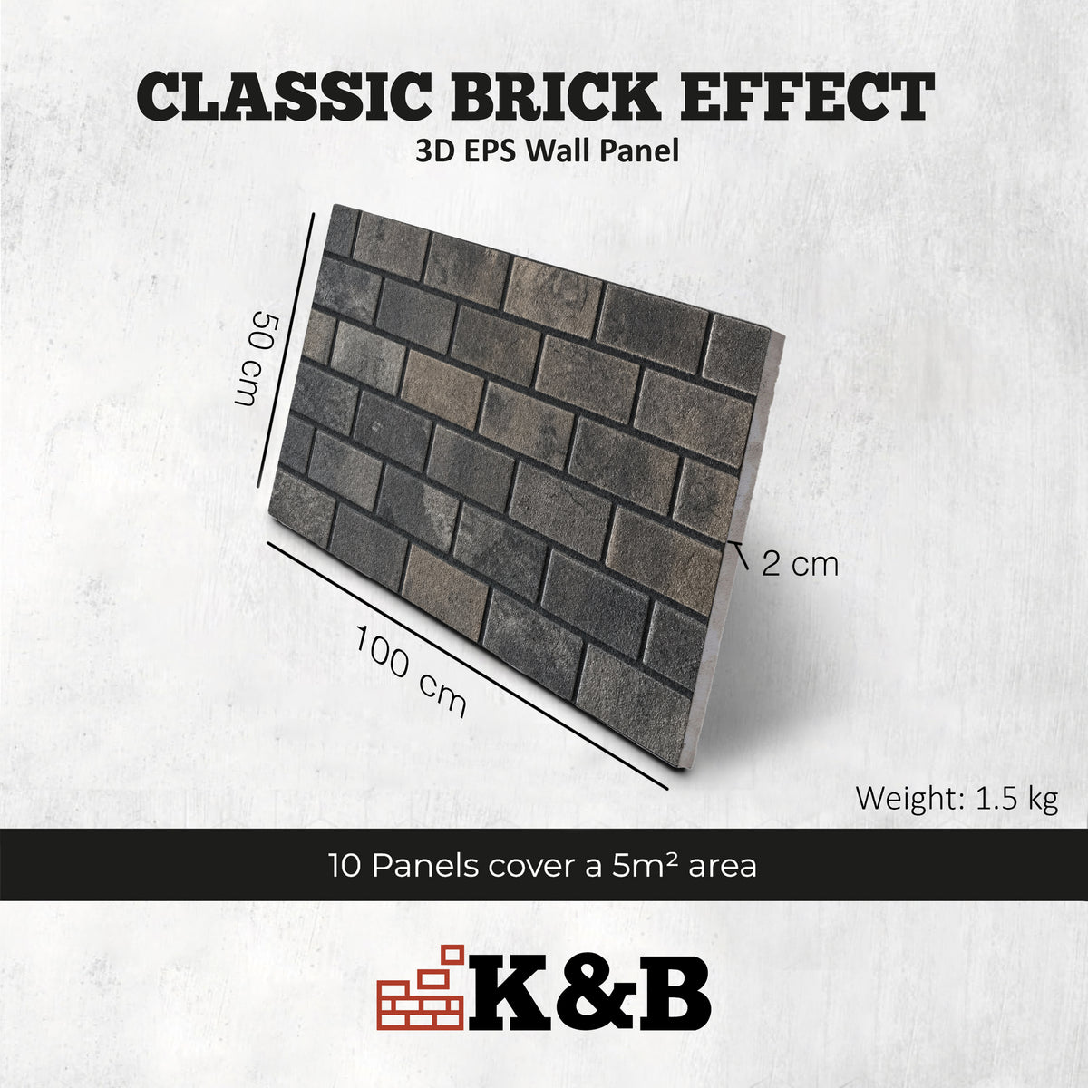Classic Smoked Black | Brick Effect | TUGLA-616